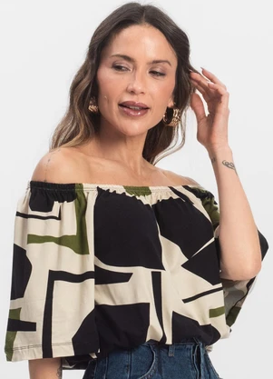 Infinita Cor - Blusa Feminina Ciganinha Preto - INFINITA COR