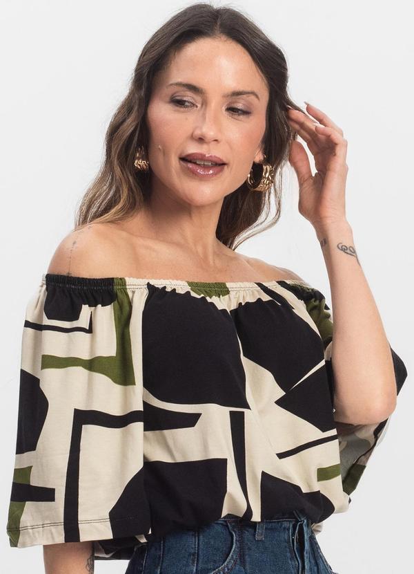 Infinita Cor - Blusa Feminina Ciganinha Preto