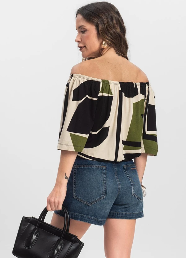 Infinita Cor - Blusa Feminina Ciganinha Preto 4