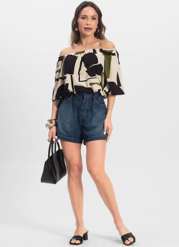 Infinita Cor - Blusa Feminina Ciganinha Preto 5