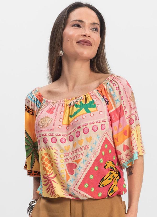 Infinita Cor - Blusa Feminina Ciganinha Rosa