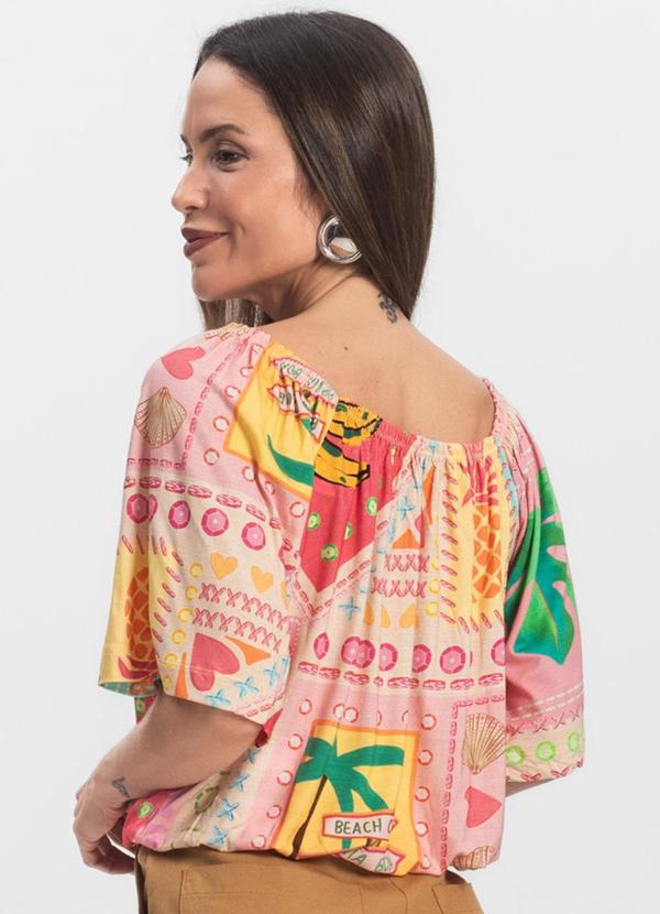 Infinita Cor - Blusa Feminina Ciganinha Rosa 2