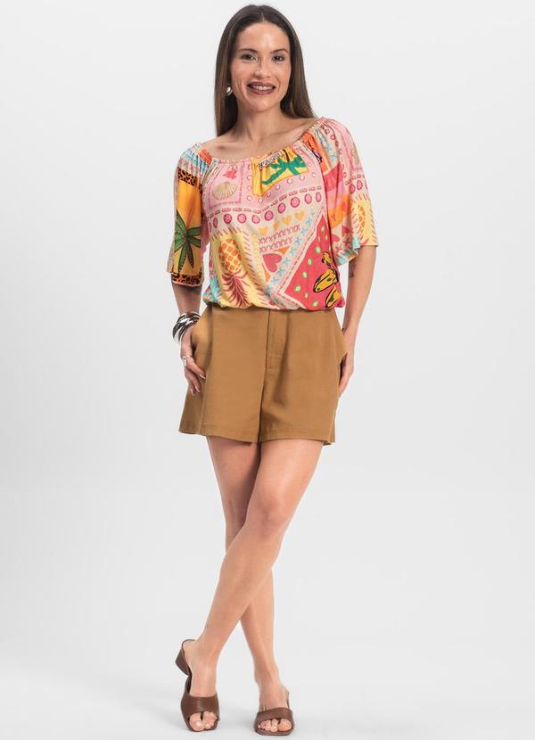 Infinita Cor - Blusa Feminina Ciganinha Rosa 3