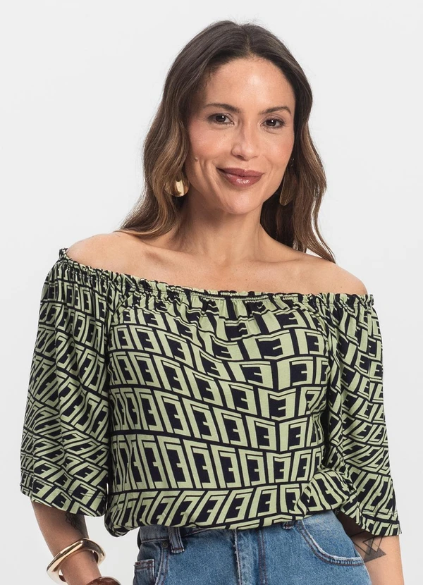 Infinita Cor - Blusa Feminina Ciganinha Verde