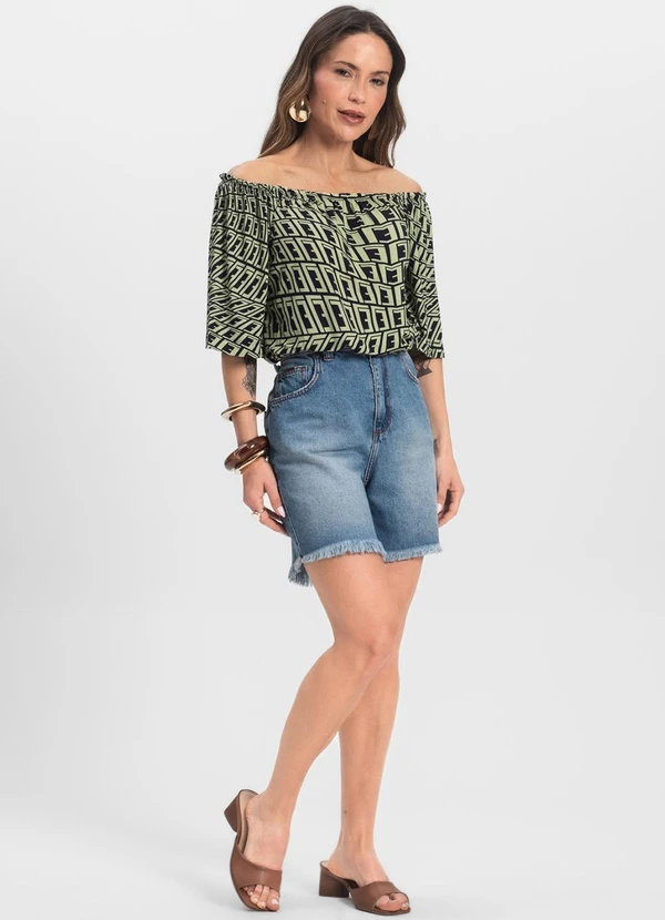 Infinita Cor - Blusa Feminina Ciganinha Verde 3