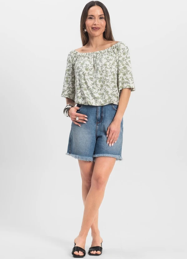 Infinita Cor - Blusa Feminina Ciganinha Verde 3