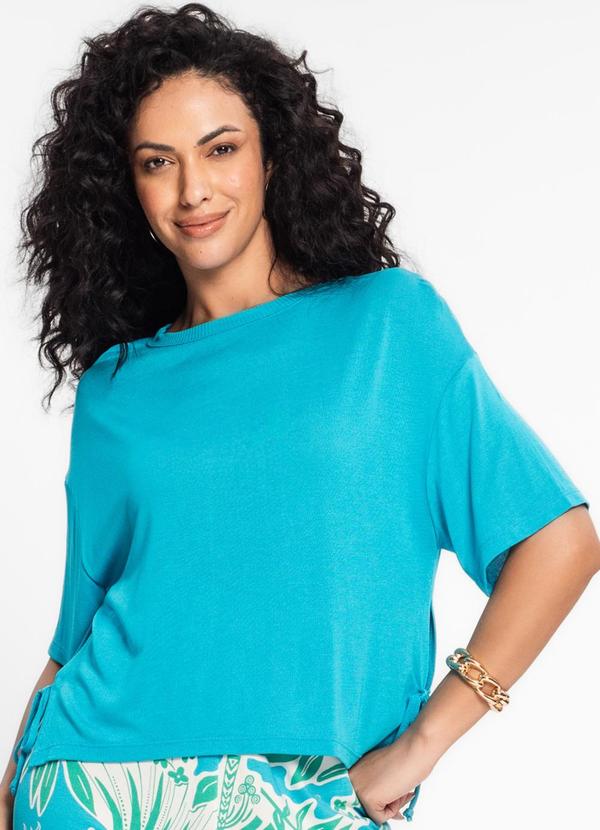 Rovitex - Blusa Feminina com Abertura Lateral Azul