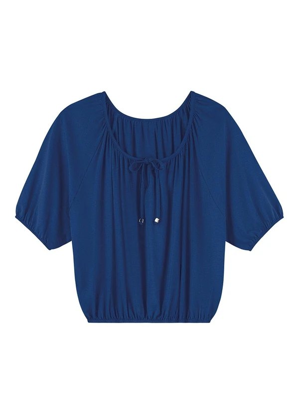 Marialícia - Blusa Feminina com Amarração Decote Marialícia Az 4