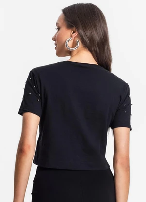 Rovitex - Blusa Feminina com Aplicação Preto - ROVITEX