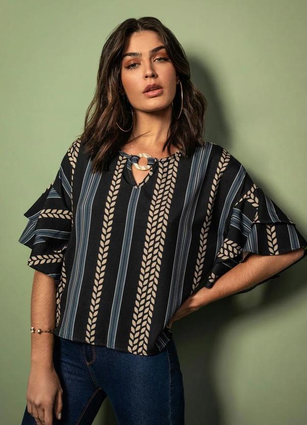 Endless - Blusa Feminina com Babados Azul