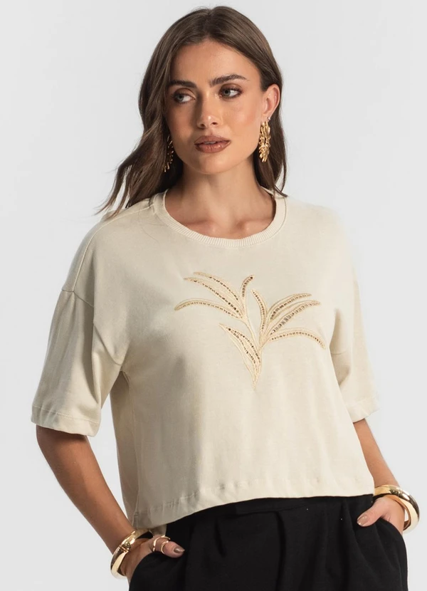 Endless - Blusa Feminina com Bordado Bege