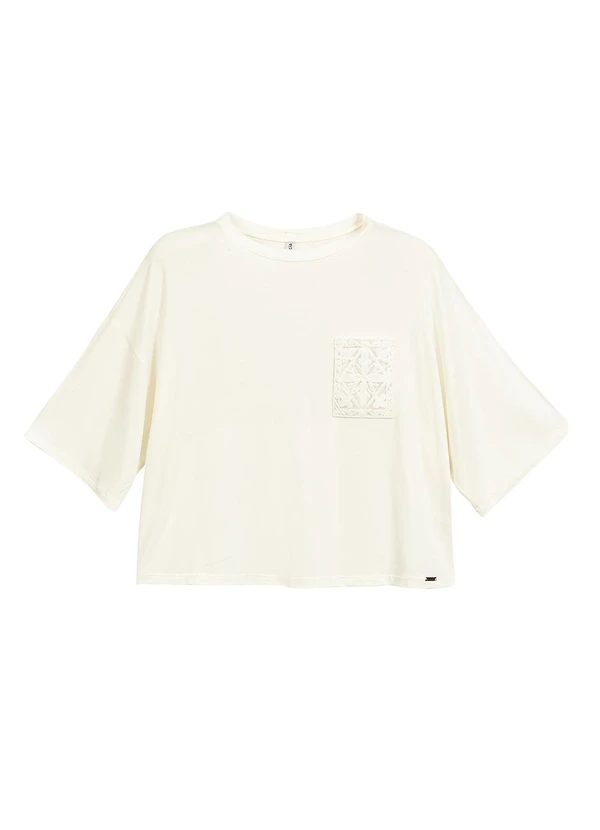 Marialícia - Blusa Feminina com Bordado Bege