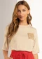 Marialícia - Blusa Feminina com Bordado Bege - variação: Bege