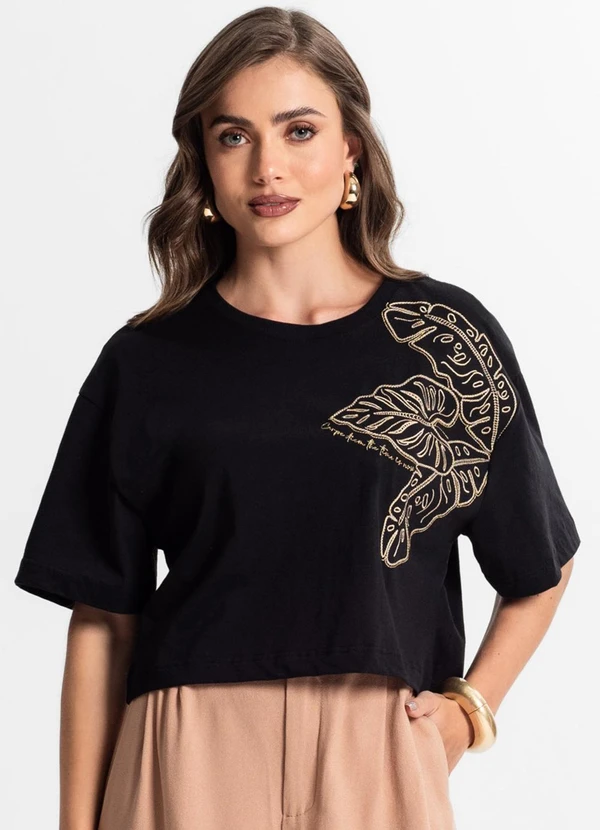 Endless - Blusa Feminina com Bordado Preto