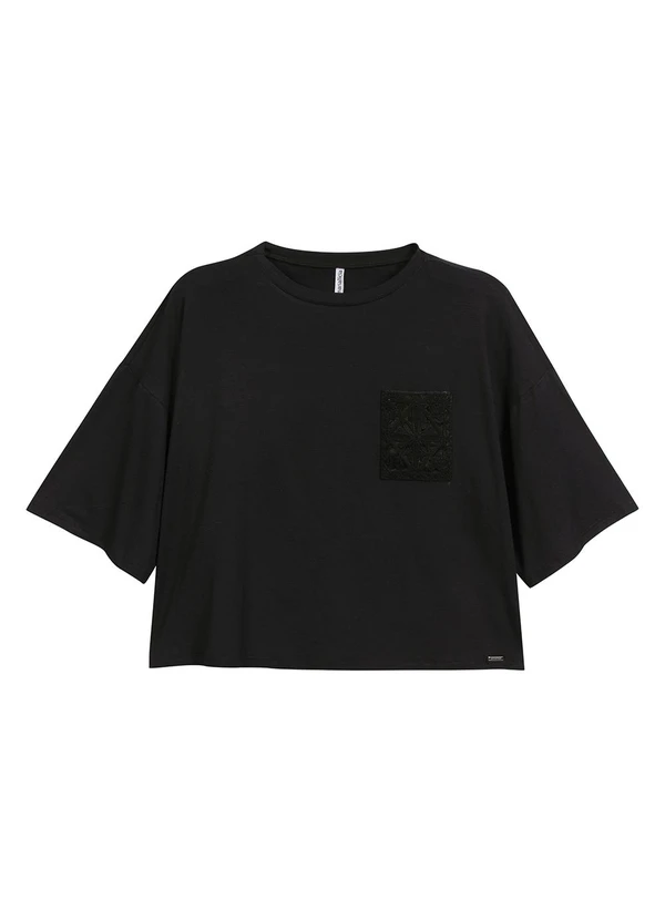Marialícia - Blusa Feminina com Bordado Preto