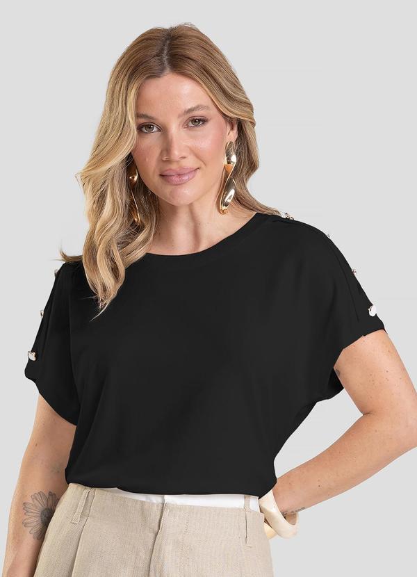 Dianna - Blusa Feminina com Botões Preto