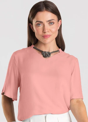 Dianna - Blusa Feminina com Colar Rosa - DIANNA