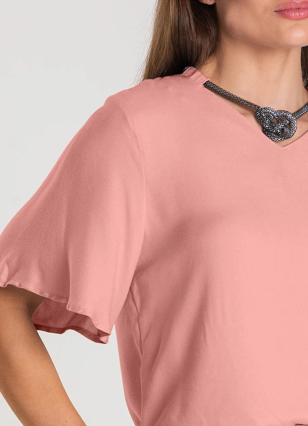 Dianna - Blusa Feminina com Colar Rosa 3