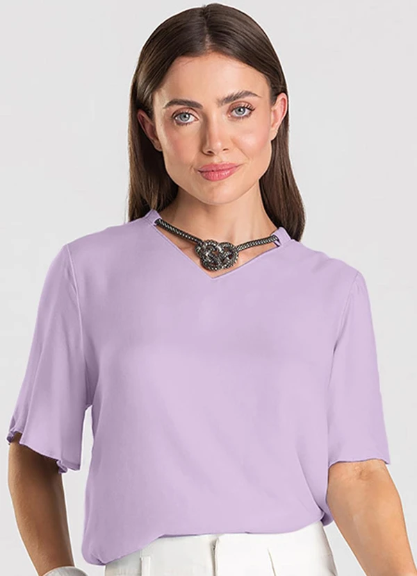 Dianna - Blusa Feminina com Colar Roxo