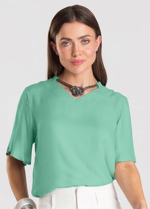 Dianna - Blusa Feminina com Colar Verde - DIANNA