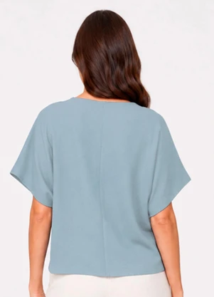 Infinita Cor - Blusa Feminina com Decote em V Azul - INFINITA COR