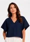 Infinita Cor - Blusa Feminina com Decote em V Azul - variação: Azul