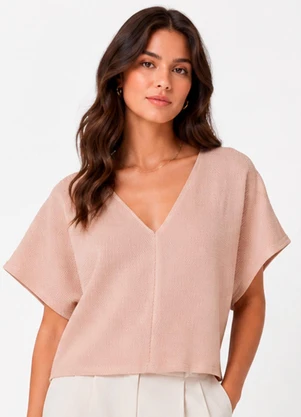 Infinita Cor - Blusa Feminina com Decote em V Marrom - INFINITA COR