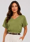 Infinita Cor - Blusa Feminina com Decote em V Verde - variação: Verde