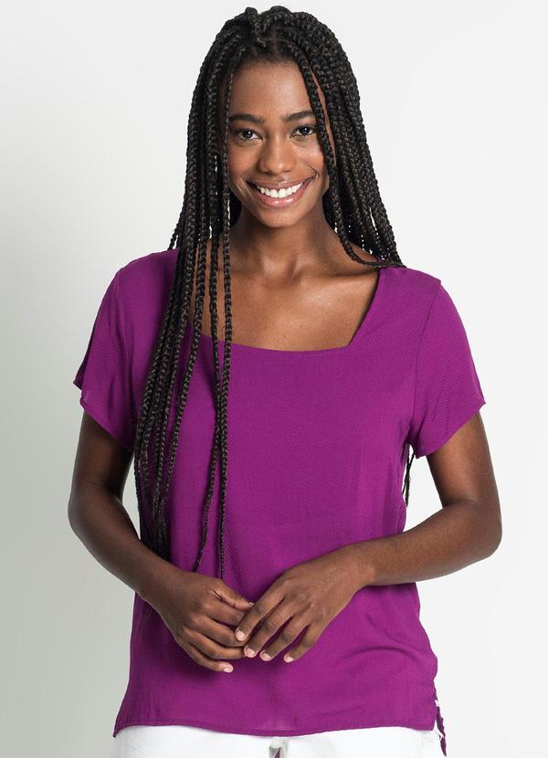 Rovitex - Blusa Feminina com Decote Quadrado Rosa