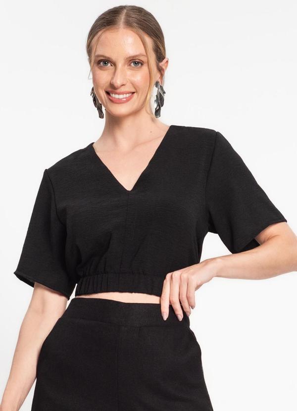 Rovitex - Blusa Feminina com Decote V Preto
