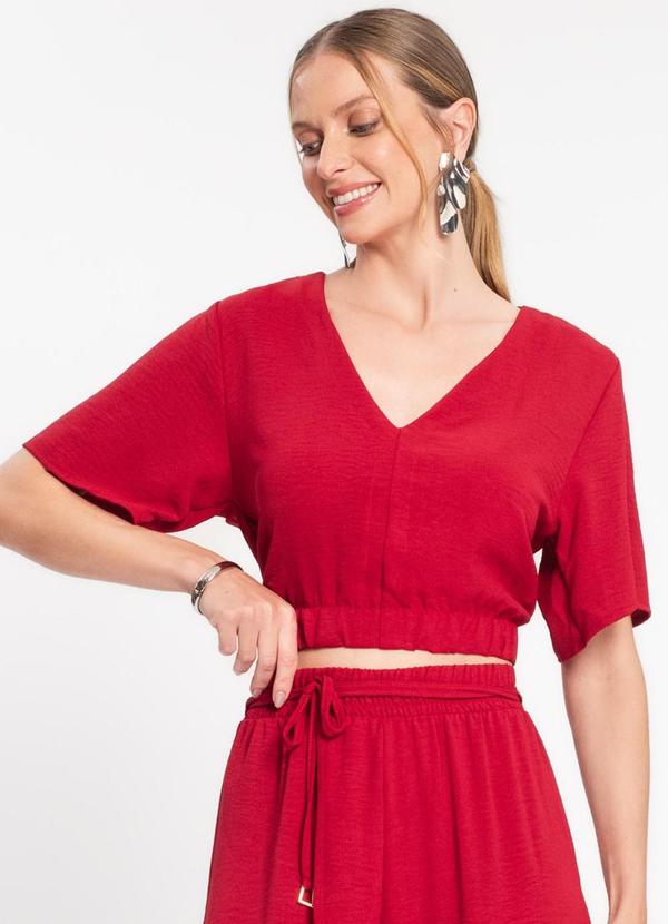 Rovitex - Blusa Feminina com Decote V Vermelho