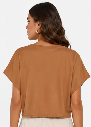 Infinita Cor - Blusa Feminina com Devote em V Bege - INFINITA COR