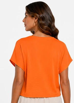 Infinita Cor - Blusa Feminina com Devote em V Laranja - INFINITA COR