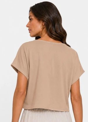 Infinita Cor - Blusa Feminina com Devote em V Marrom - INFINITA COR