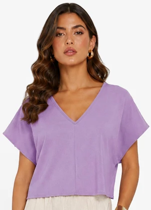 Infinita Cor - Blusa Feminina com Devote em V Roxo - INFINITA COR