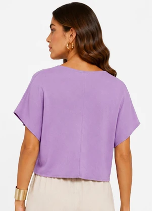 Infinita Cor - Blusa Feminina com Devote em V Roxo - INFINITA COR