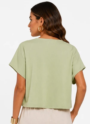 Infinita Cor - Blusa Feminina com Devote em V Verde - INFINITA COR