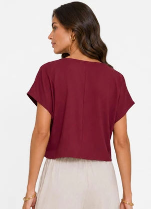 Infinita Cor - Blusa Feminina com Devote em V Vermelho - INFINITA COR