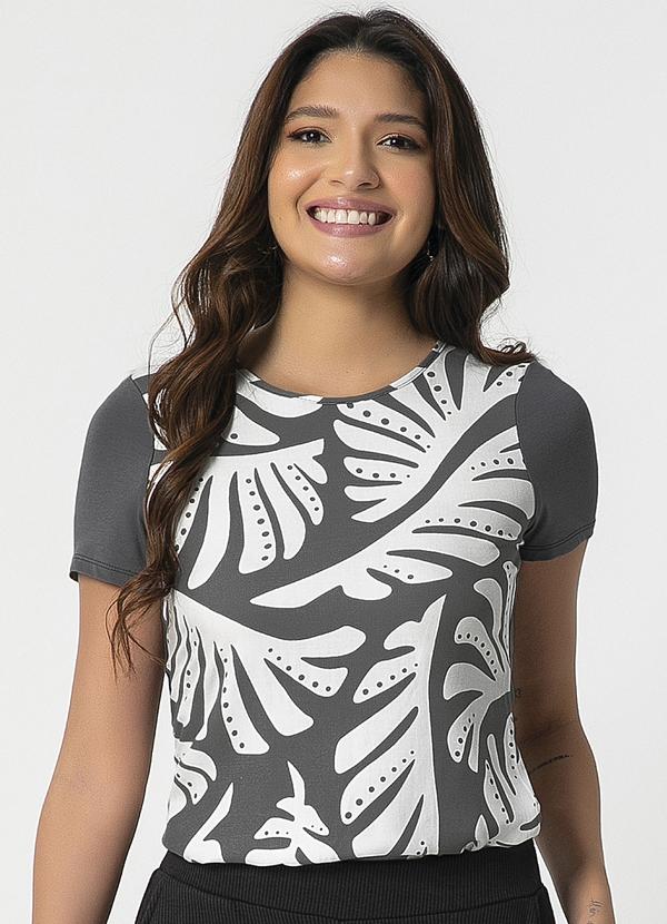 Habana - Blusa Feminina com Estampa Cinza