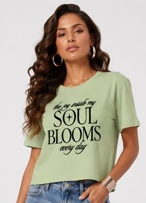 Infinita Cor - Blusa Feminina com Estampa de Frase Verde - INFINITA COR