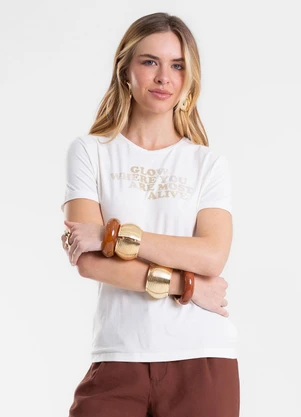 Endless - Blusa Feminina com Estampa em Foil Viscose Bege - ENDLESS