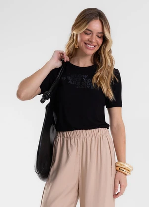 Endless - Blusa Feminina com Estampa em Foil Viscose Preto - ENDLESS