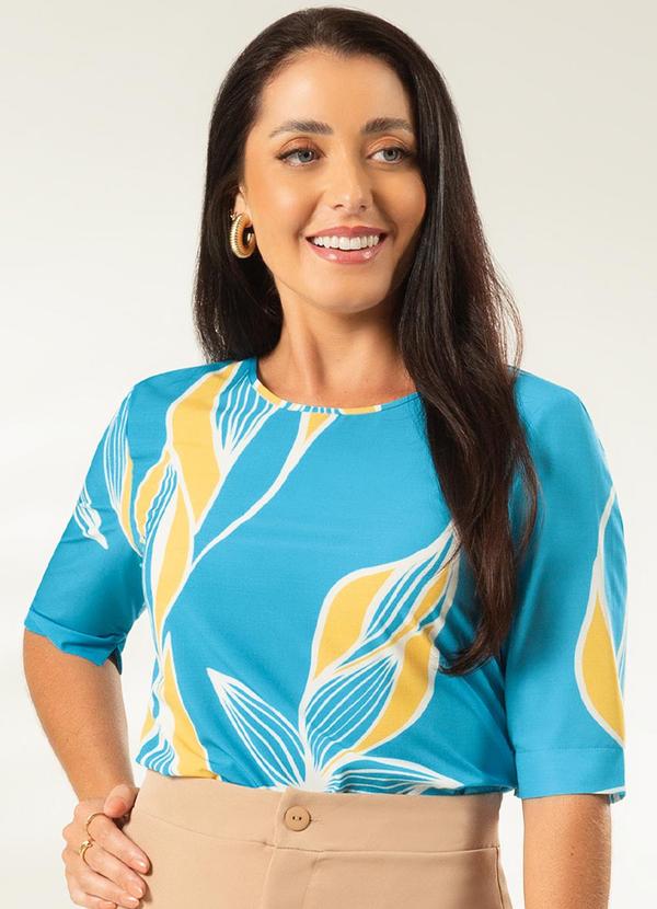 Cativa - Blusa Feminina com Estampa Floral Azul