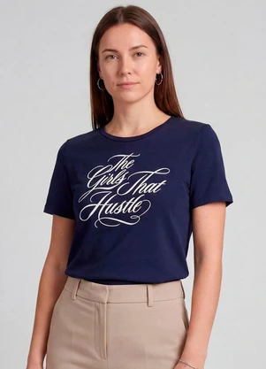 Infinita Cor - Blusa Feminina com Estampa Localizada Azul - INFINITA COR