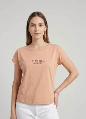Infinita Cor - Blusa Feminina com Estampa Localizada Marrom - INFINITA COR