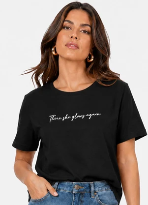 Infinita Cor - Blusa Feminina com Estampa Localizada Preto - INFINITA COR