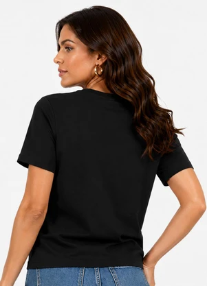 Infinita Cor - Blusa Feminina com Estampa Localizada Preto - INFINITA COR