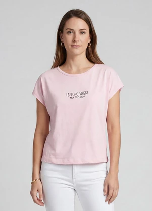 Infinita Cor - Blusa Feminina com Estampa Localizada Rosa - INFINITA COR