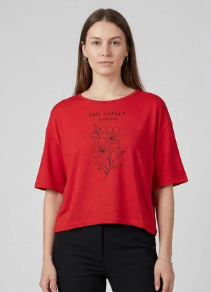 Infinita Cor - Blusa Feminina com Estampa Localizada Vermelho - INFINITA COR