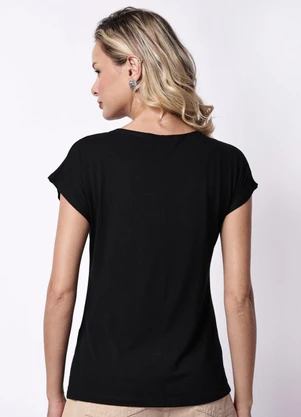 Torra - Blusa Feminina com Estampa Manga Curta Preta - TORRA
